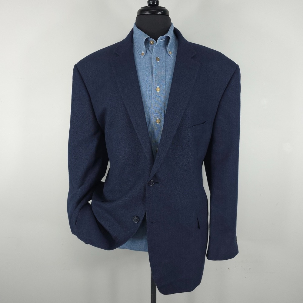 Jos A Bank Blazer Mens 54 Regular Navy Tailored Fit Wool Linen 2‎ Button Jacket